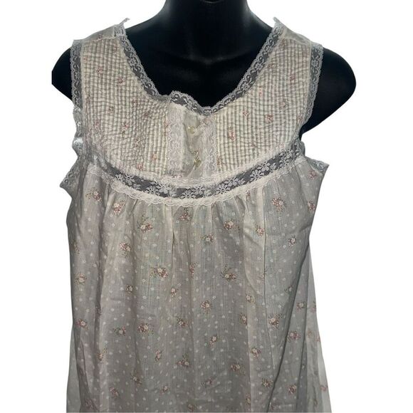 RARE Vintage 60's Sears Carriage Court floral print Short Night Gown Lace Trim s - Picture 2 of 8